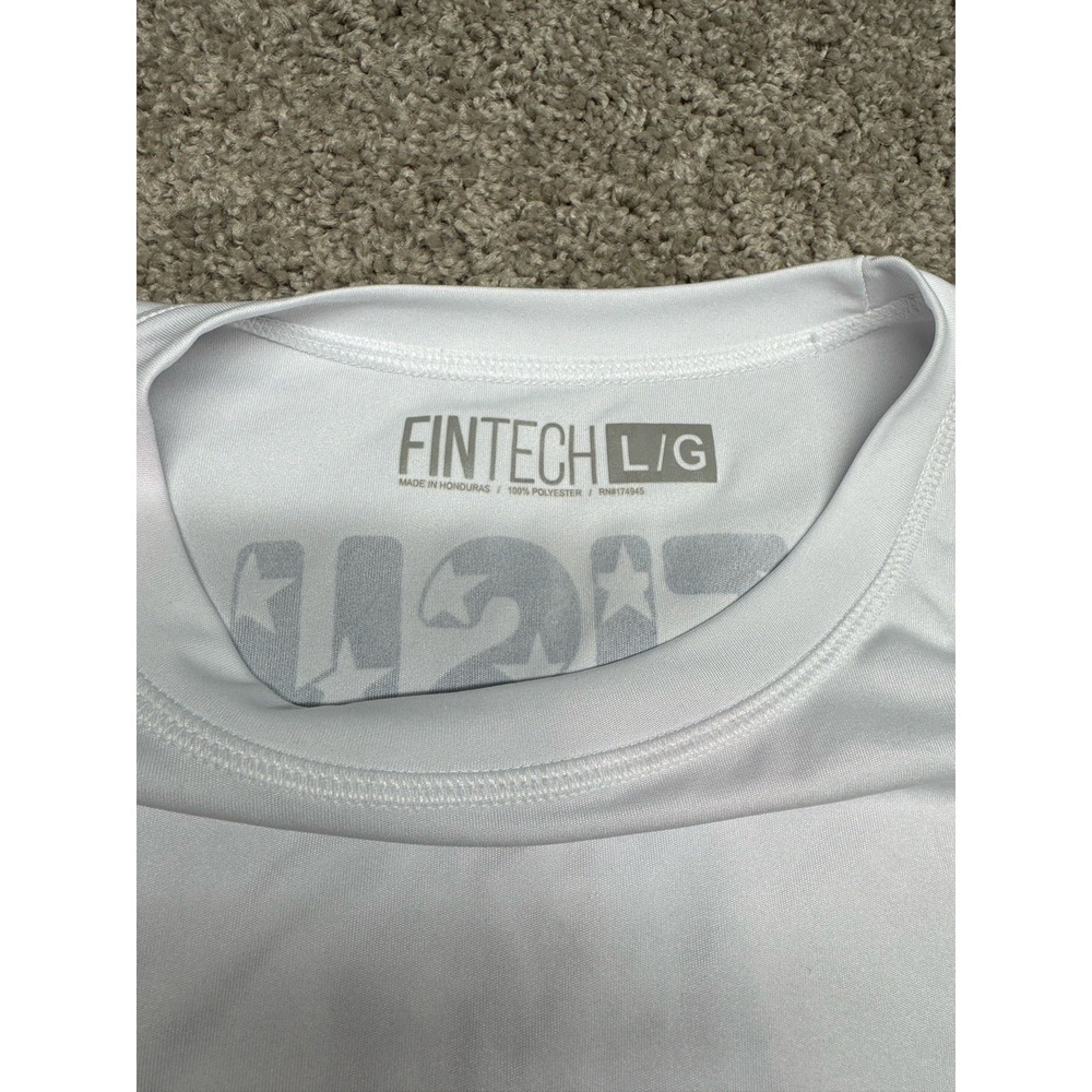 Fintech T Shirt White Logo Large Fishing Long Sleeve "Fish to Live to Fish"‎ - Picture 3 of 3
